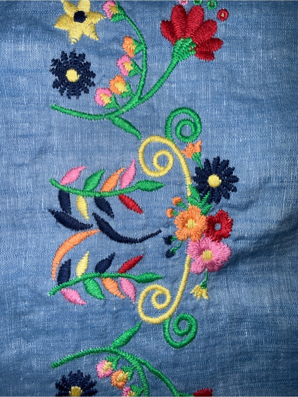 Talbots Light Blue Cotton Mini Skirt with Colorful Floral Embroidery - Picture 4 of 7